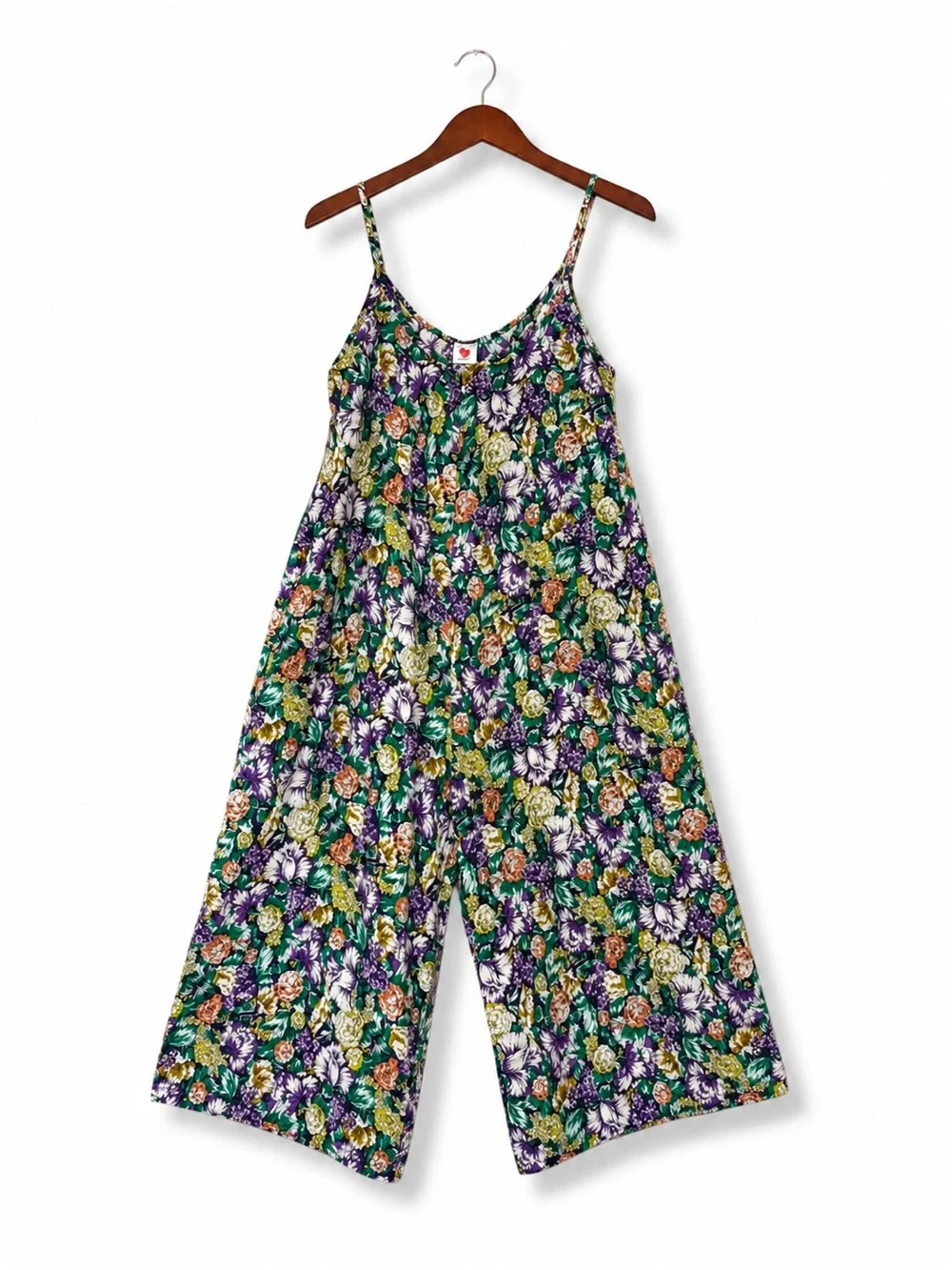 Buenos Ninos Floral Wide Leg Cropped Jumpsuit Pockets Boho Size M Cottagecore